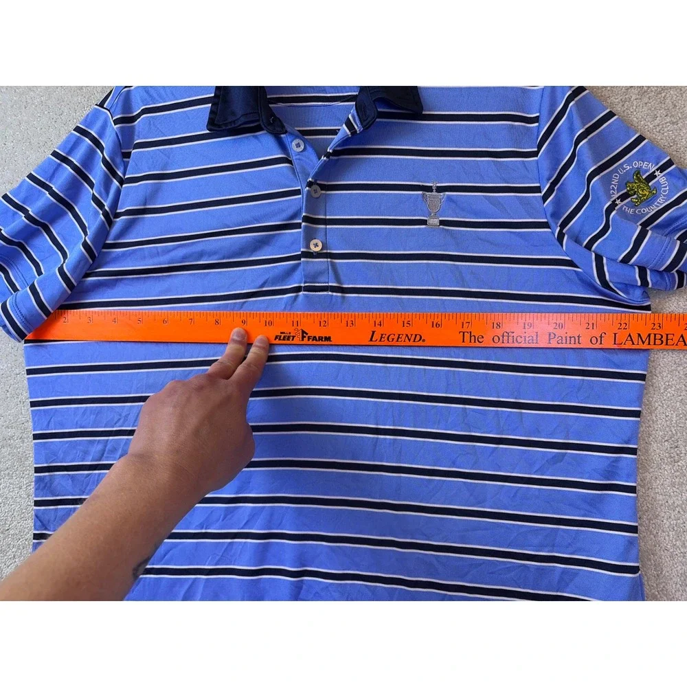 Polo Ralph Lauren Golf Shirt Mens XL Blue Striped 122nd US Open The Country Club